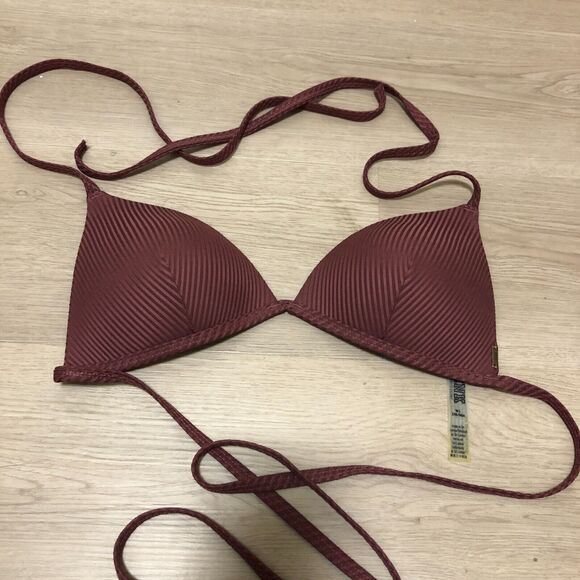 pink victoria secret triangle bikini medium m purple plum light pads da - Picture 1 of 8